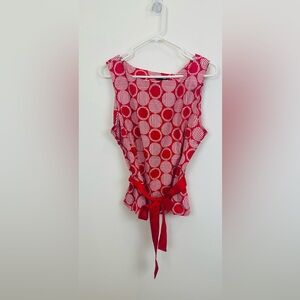 H&M Red and White Tie Front Tank Top